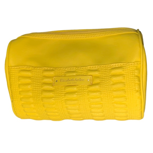 NEW Elizabeth Arden Sunshine Yellow Barrel Style Makeup Bag Large Cosmetic Case - Picture 11 of 11